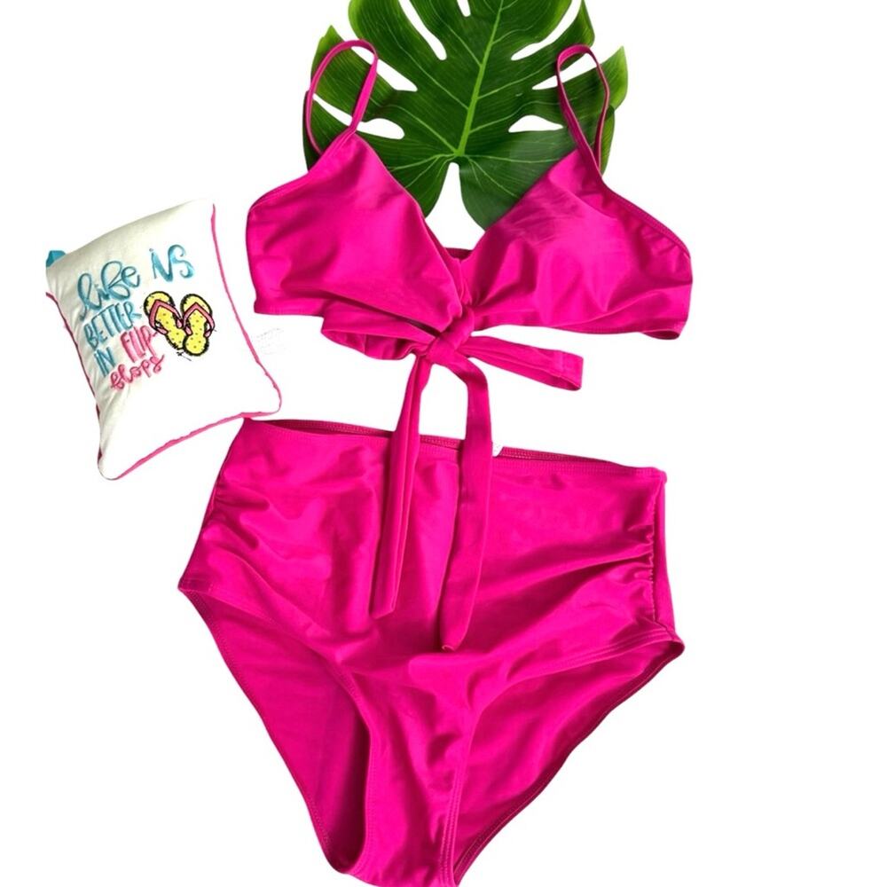 Magenta Bikini Vibrant 2 Pc High Cut Bikini Size Medium